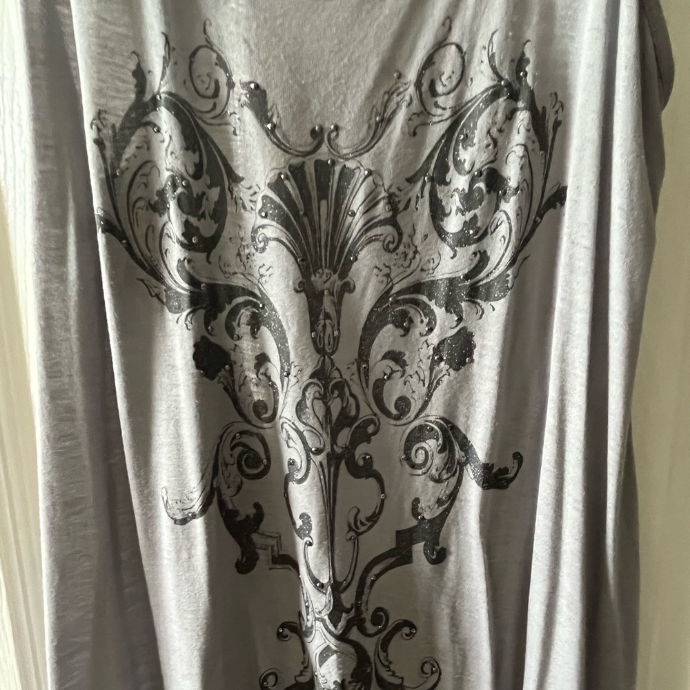 Express gray tank top with open drape back